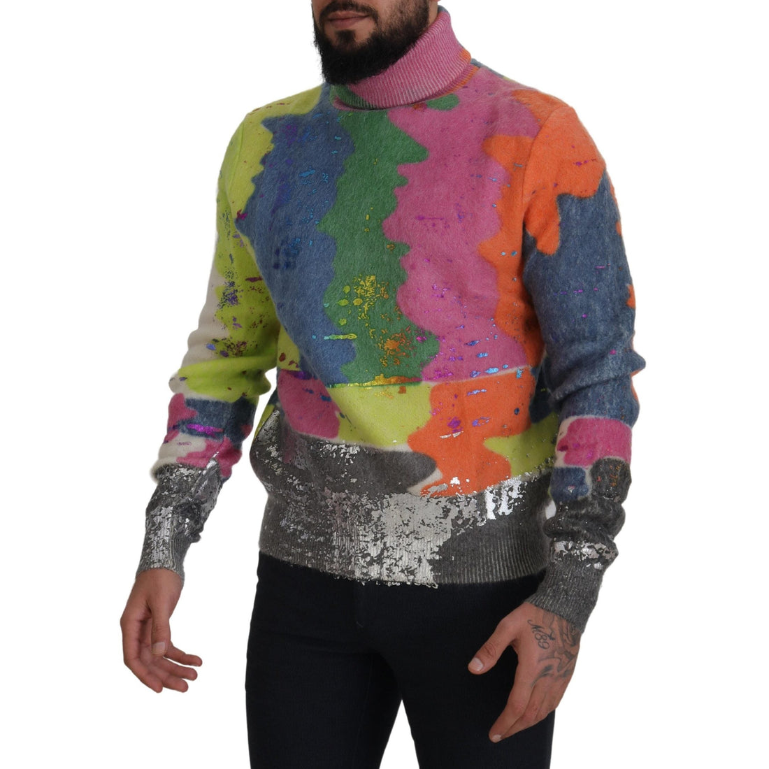 Dolce & Gabbana Multicolor Turtleneck TV Motive Sweater