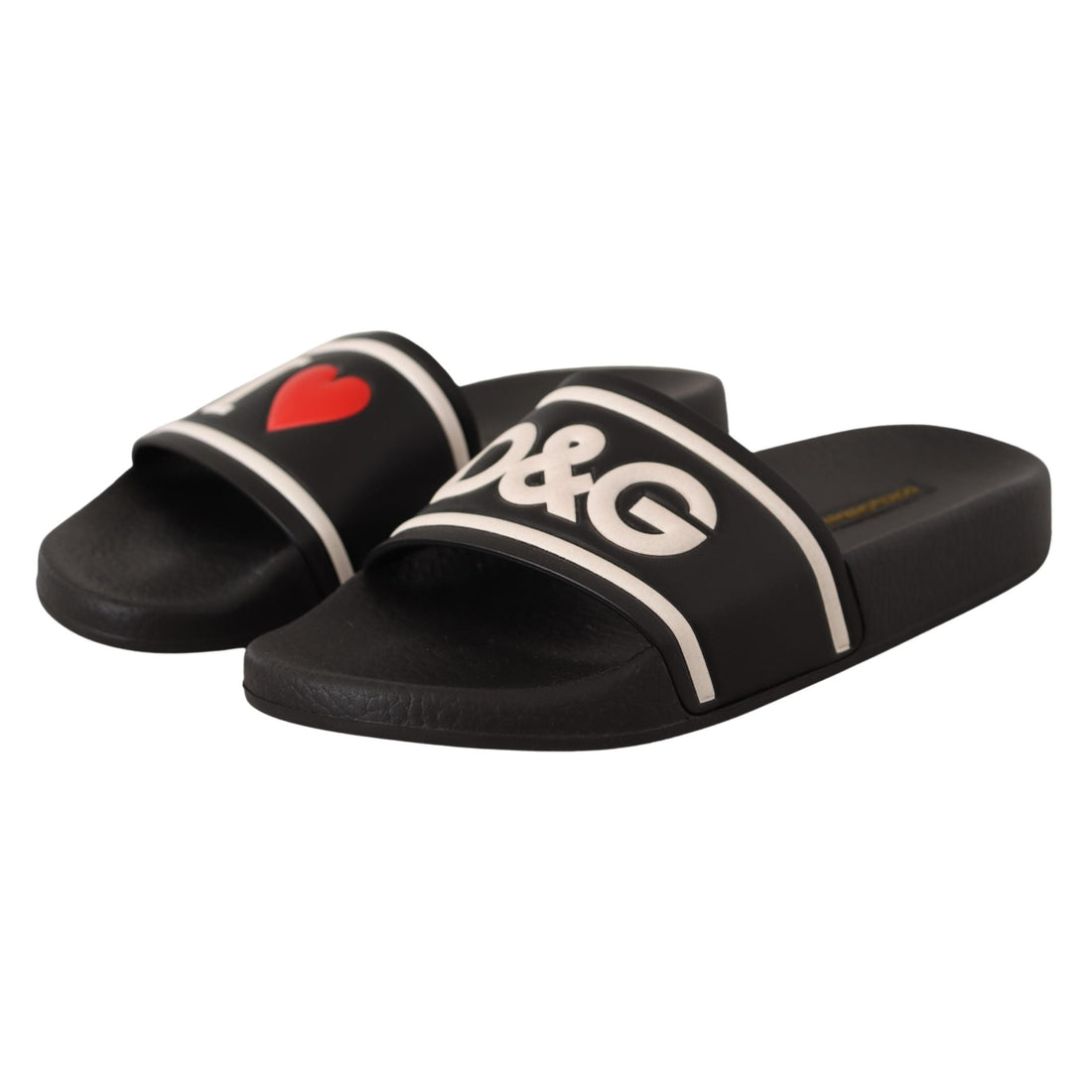 Dolce & Gabbana Elegant Black Leather Slide Sandals for Her