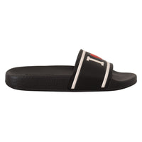 Dolce & Gabbana Elegant Black Leather Slide Sandals for Her