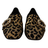 Dolce & Gabbana Elegant Leopard Crystal Gem Loafers