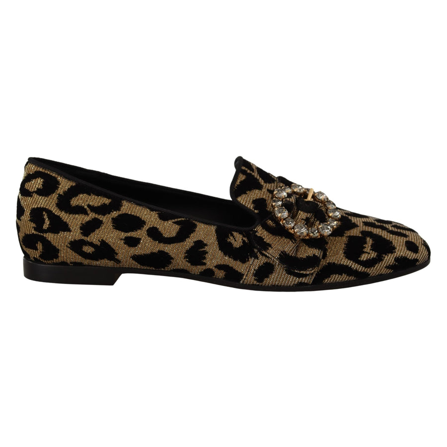 Dolce & Gabbana Elegant Leopard Crystal Gem Loafers