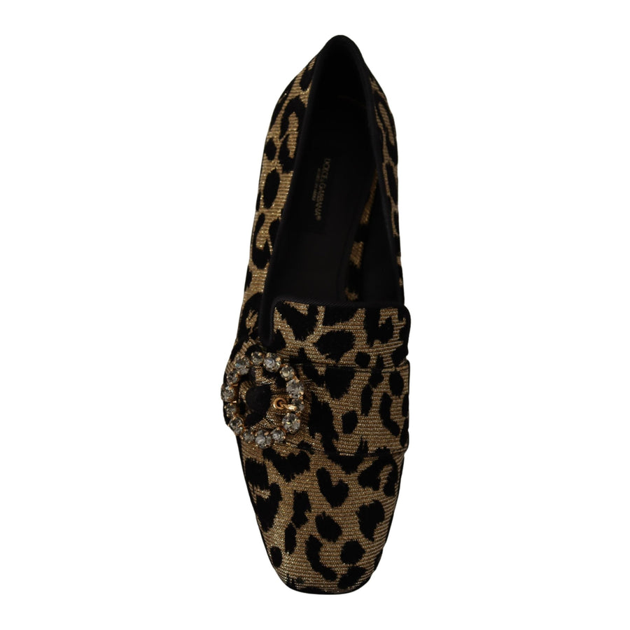 Dolce & Gabbana Elegant Leopard Crystal Gem Loafers