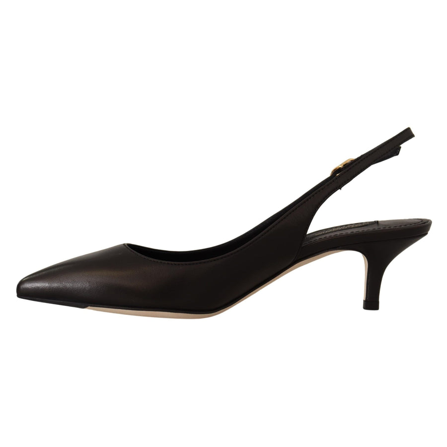 Dolce & Gabbana Elegant Black Leather Slingbacks Heels