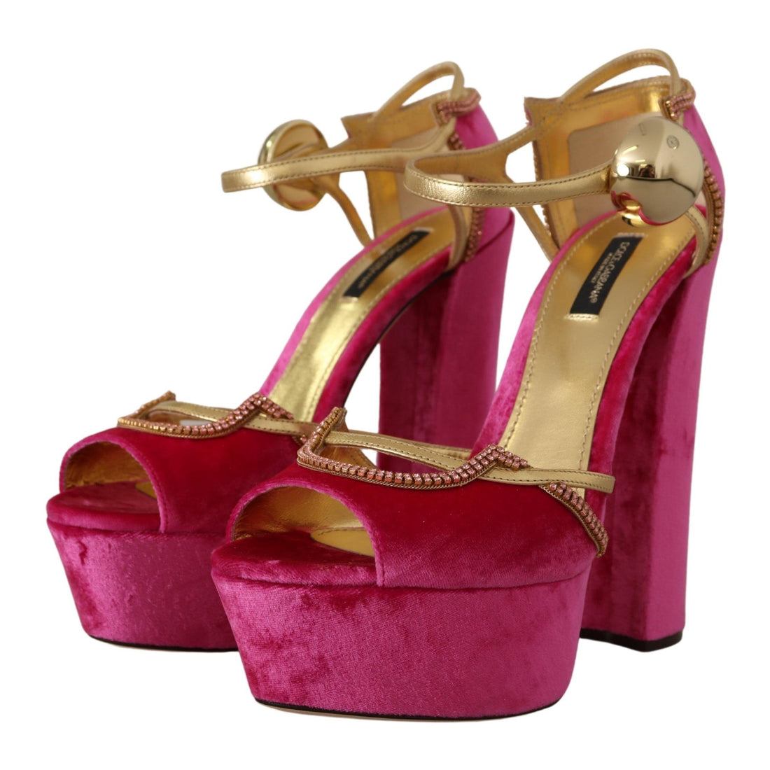 Dolce & Gabbana Ethereal Pink Velvet Crystal Sandals