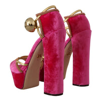 Dolce & Gabbana Ethereal Pink Velvet Crystal Sandals