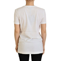 Dolce & Gabbana Elegant White Crew Neck Tee with Colorful Print