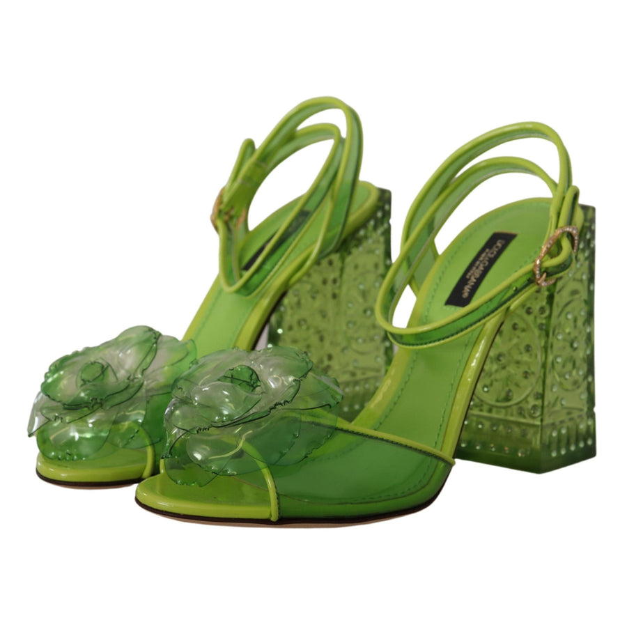 Dolce & Gabbana Enchanting Green Crystal Embellished Sandals