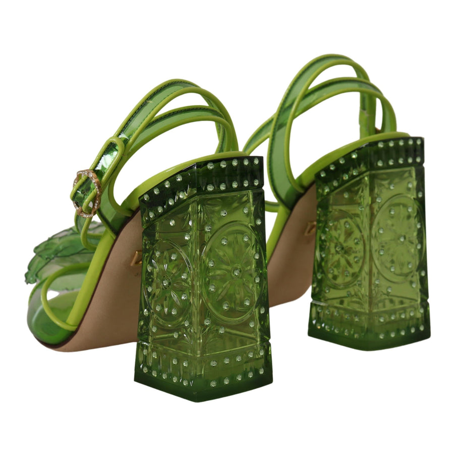 Dolce & Gabbana Enchanting Green Crystal Embellished Sandals