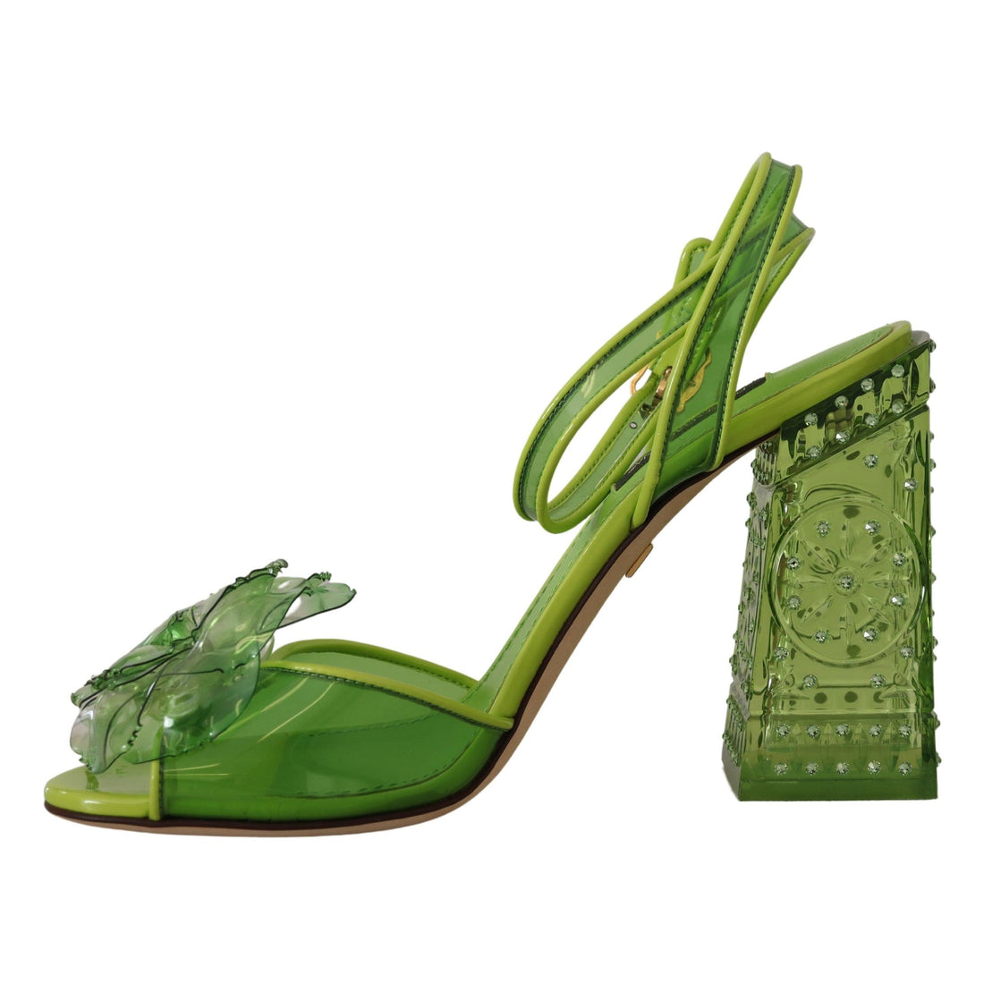 Dolce & Gabbana Enchanting Green Crystal Embellished Sandals