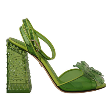 Dolce & Gabbana Enchanting Green Crystal Embellished Sandals
