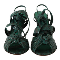 Dolce & Gabbana Elegant Green Python Strappy Heels