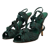 Dolce & Gabbana Elegant Green Python Strappy Heels