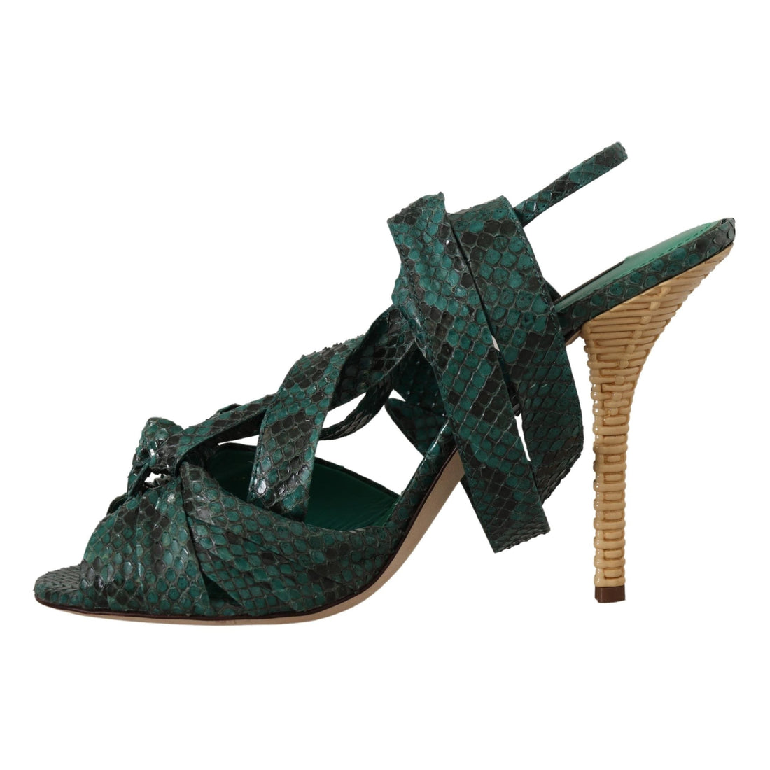 Dolce & Gabbana Elegant Green Python Strappy Heels