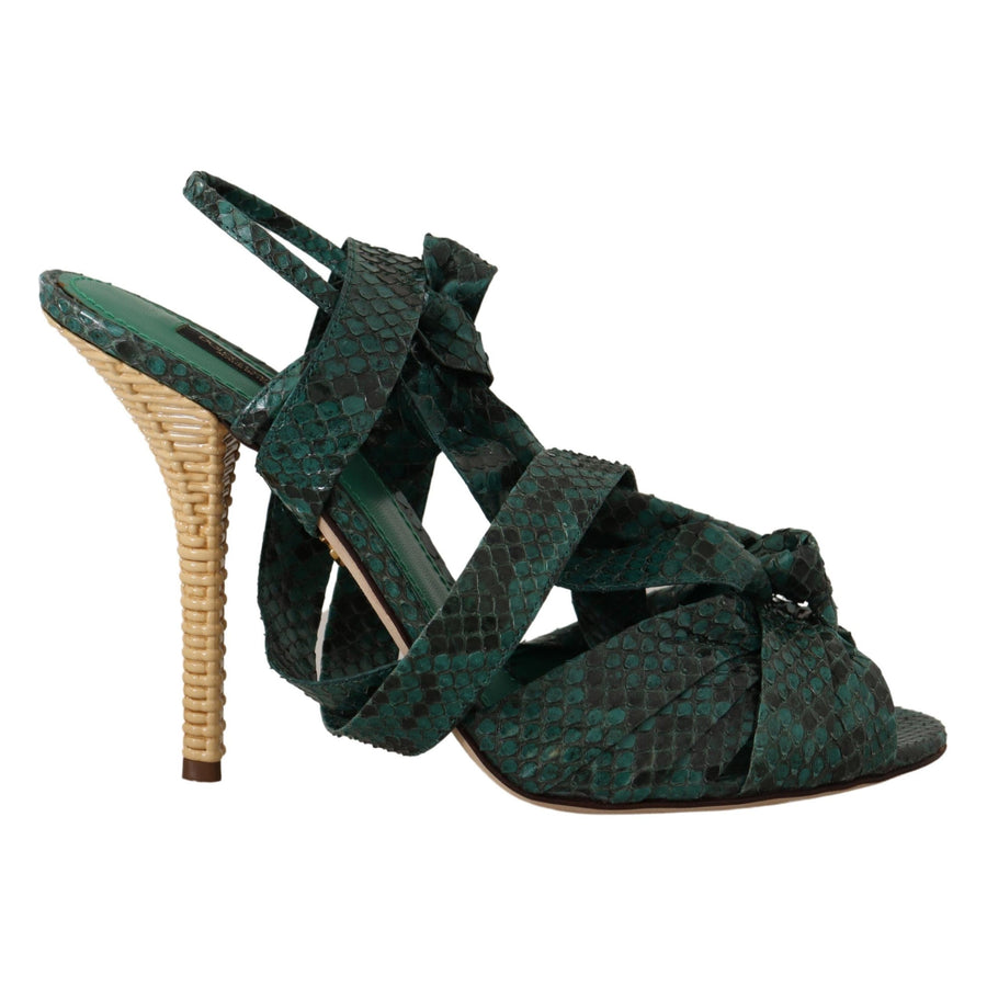 Dolce & Gabbana Elegant Green Python Strappy Heels