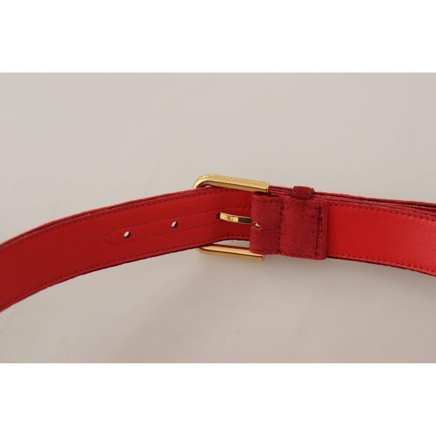 Dolce & Gabbana Elegant Red Suede Designer Belt