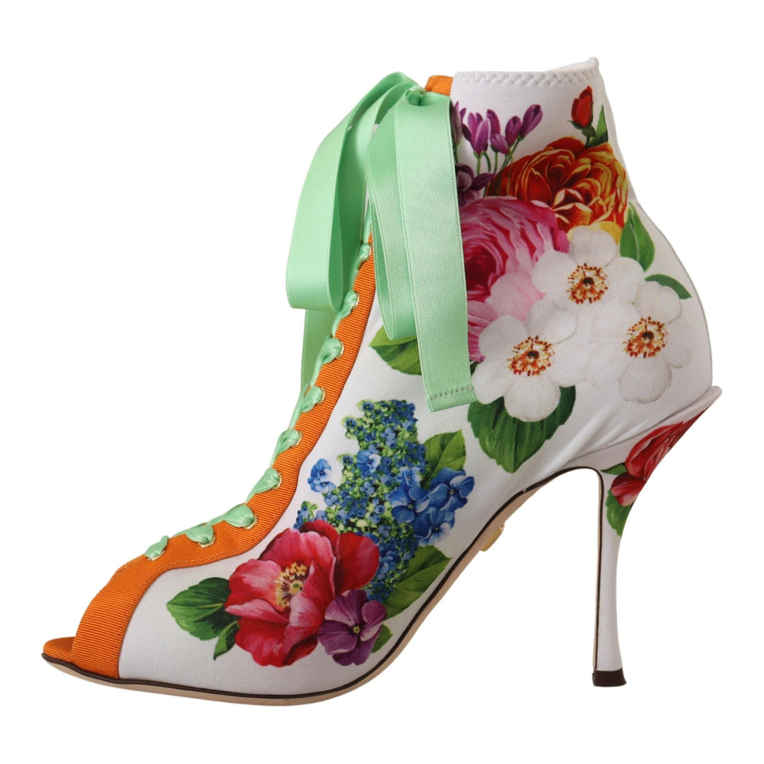 Dolce & Gabbana Floral Open Toe Jersey Heels