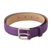 Dolce & Gabbana Elegant Purple Leather Belt with Logo Buckle