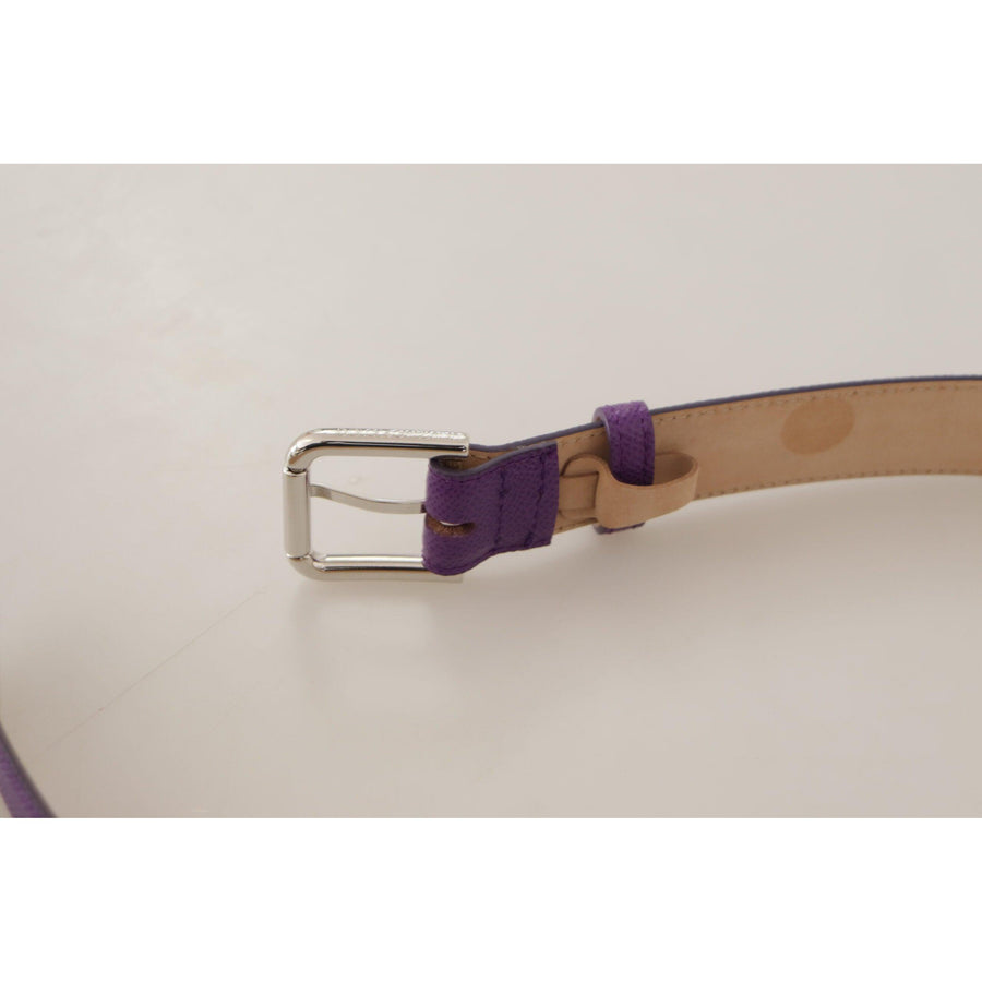 Dolce & Gabbana Elegant Purple Leather Belt with Logo Buckle