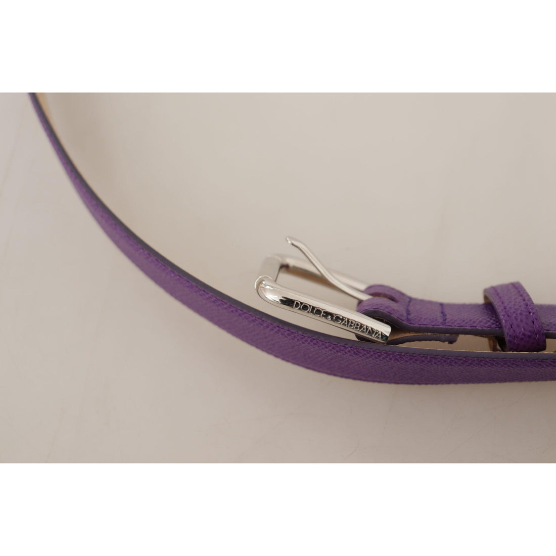 Dolce & Gabbana Elegant Purple Leather Belt with Logo Buckle