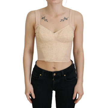 Dolce & Gabbana Beige Cropped Bustier Corset Brassiere Top