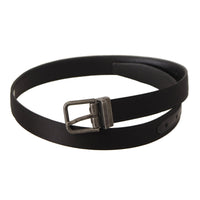 Dolce & Gabbana Elegant Black Leather Belt with Metal Buckle