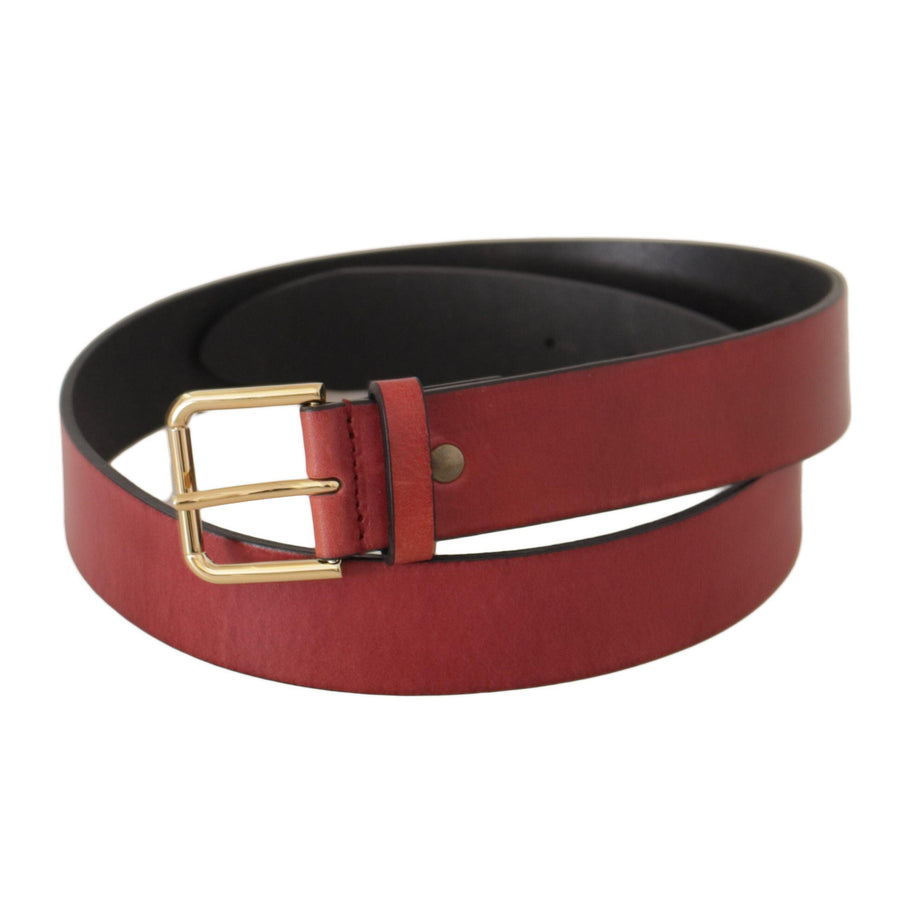 Dolce & Gabbana Elegant Red Leather Belt with Engraved Buckle