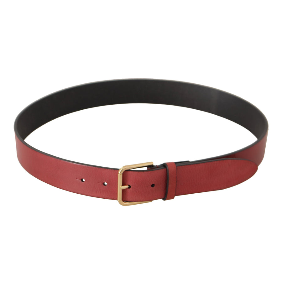 Dolce & Gabbana Elegant Red Leather Belt with Engraved Buckle