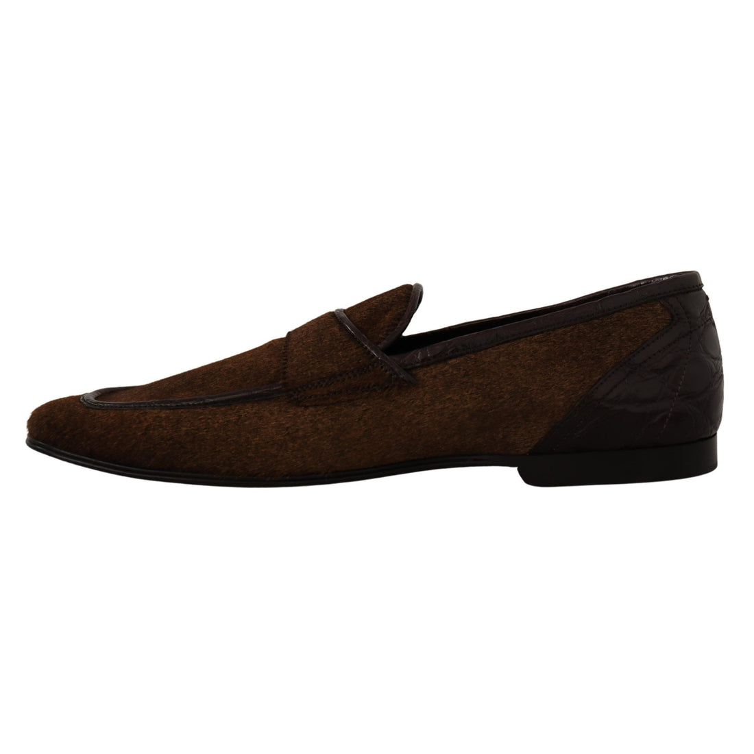 Dolce & Gabbana Elegant Brown Caiman Leather Loafers