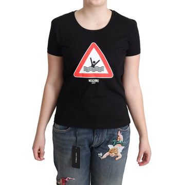 Moschino Elegant Black Cotton Graphic Tee