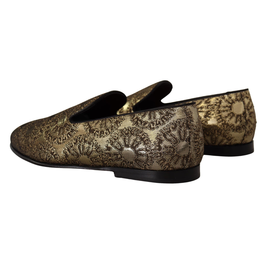 Dolce & Gabbana Gold Tone Loafers Slides Dress Shoes