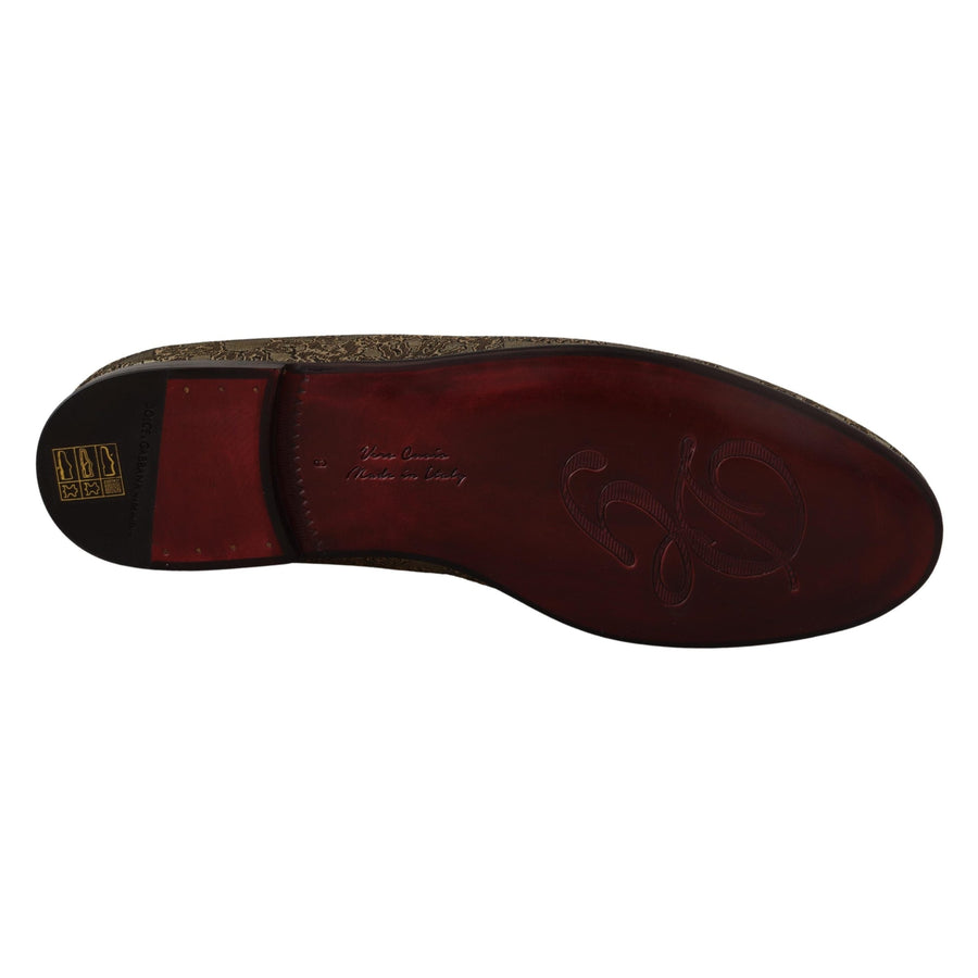 Dolce & Gabbana Gold Tone Loafers Slides Dress Shoes