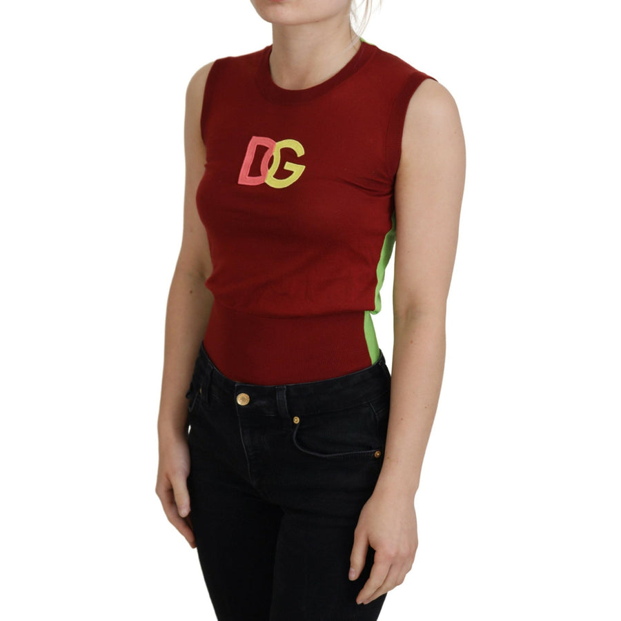 Dolce & Gabbana Elegant Silk Casual Top Red Green