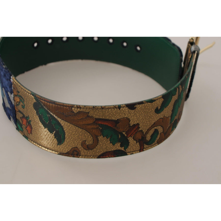 Dolce & Gabbana Elegant Green Leather Belt with Logo Buckle