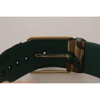 Dolce & Gabbana Elegant Green Leather Belt with Logo Buckle