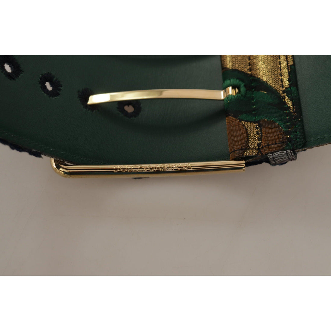 Dolce & Gabbana Elegant Green Leather Belt with Logo Buckle