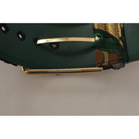 Dolce & Gabbana Elegant Green Leather Belt with Logo Buckle