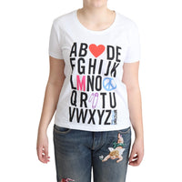 Moschino White Cotton Alphabet Letter Print Tops T-shirt