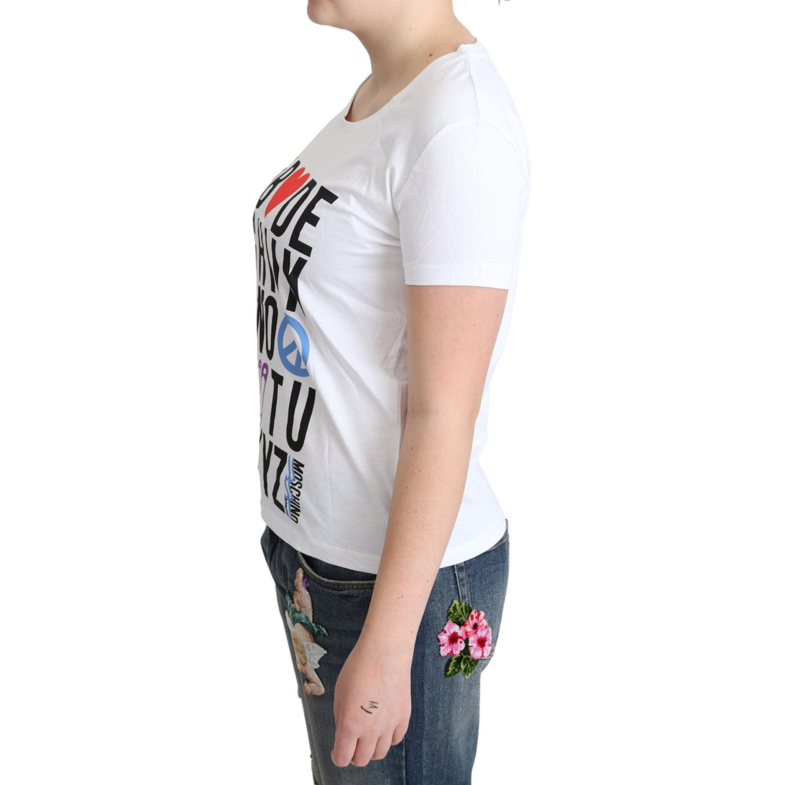 Moschino White Cotton Alphabet Letter Print Tops T-shirt