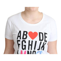 Moschino White Cotton Alphabet Letter Print Tops T-shirt