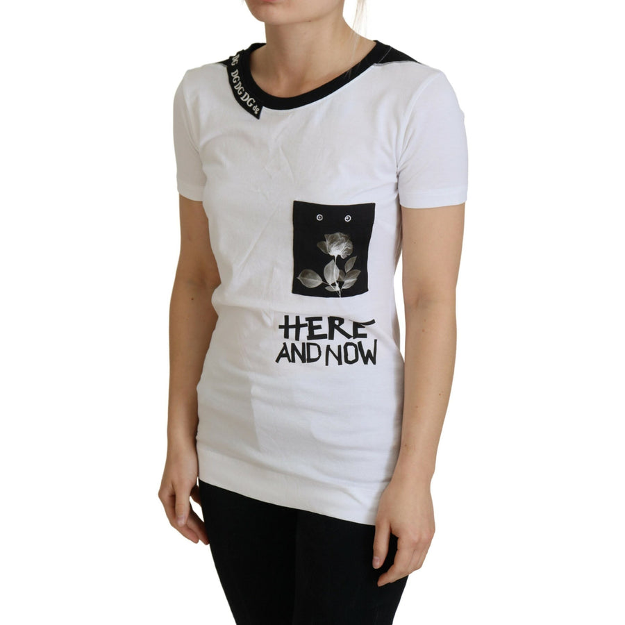 Dolce & Gabbana Chic Monochrome 'Here and Now' Cotton Tee