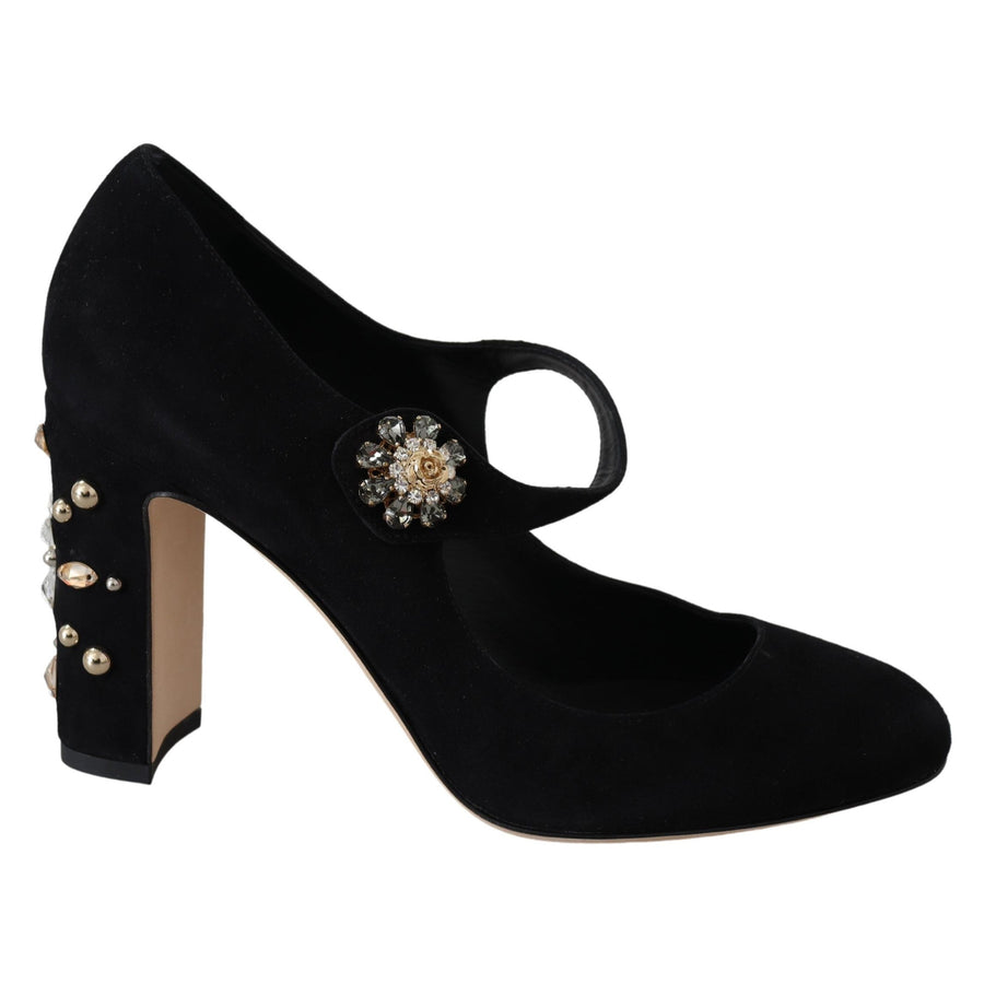 Dolce & Gabbana Elegant Black Suede Mary Janes Pumps