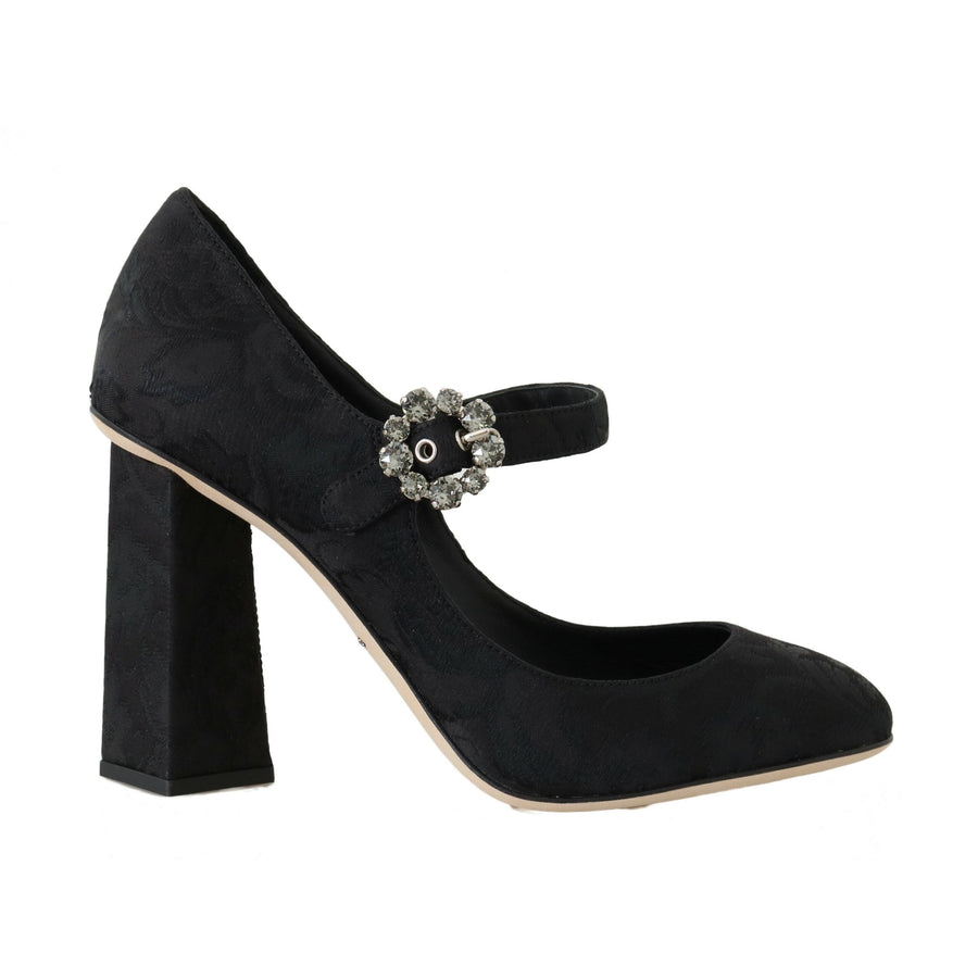 Dolce & Gabbana Elegant Black Crystal Brocade Pumps