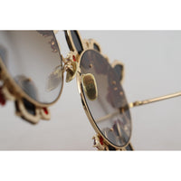 Dolce & Gabbana Elegant Round Rose-Embellished Sunglasses