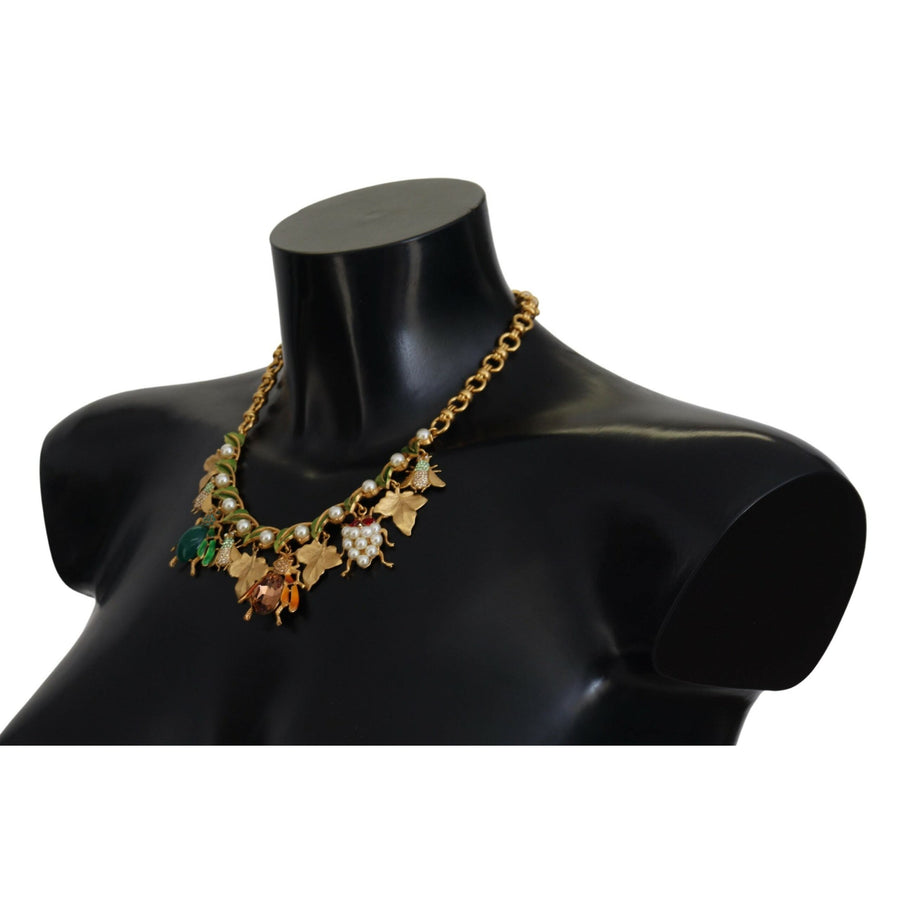 Dolce & Gabbana Multicolor Crystal Gold Statement Necklace