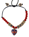 Dolce & Gabbana Elegant Blue, Red Glass & Zama Bracelet