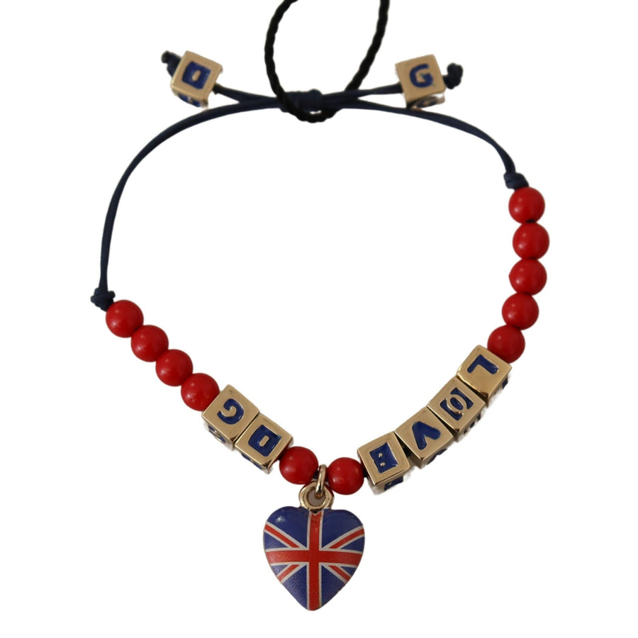 Dolce & Gabbana Elegant Blue, Red Glass & Zama Bracelet