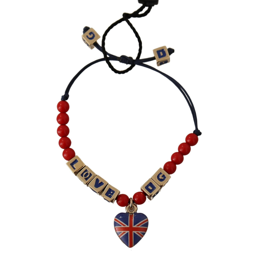 Dolce & Gabbana Elegant Blue, Red Glass & Zama Bracelet