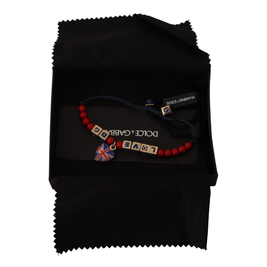 Dolce & Gabbana Elegant Blue, Red Glass & Zama Bracelet