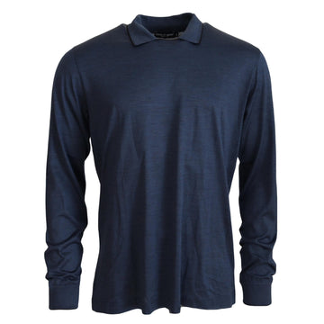 Dolce & Gabbana Sophisticated Silk Polo Sweater in Blue