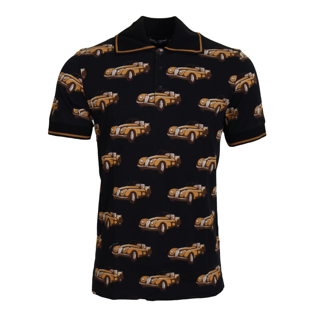 Dolce & Gabbana Elegant Car Print Polo T-Shirt in Black